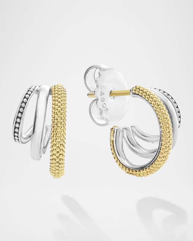 Two-Tone Caviar Lux Hoop Earrings